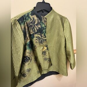 Striped Floral Women's jacket in Green